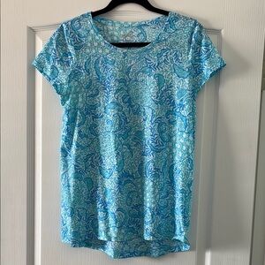 Lilly Pulitzer Blue and White Short Sleeve T-Shirt